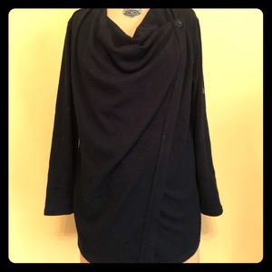 Wrap cardigan with cowl neck in timeless black